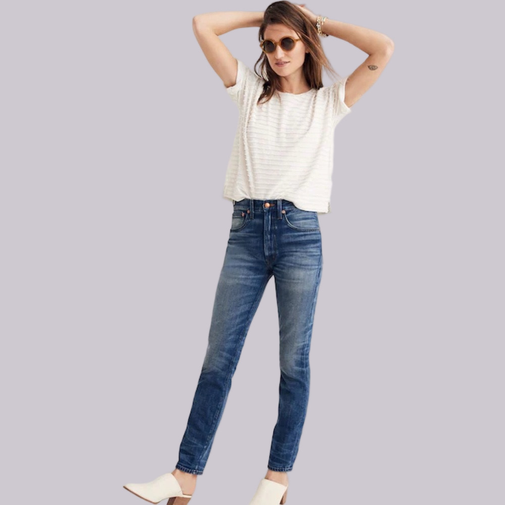 NWT Madewell Rivet & Thread Denim Jeans Size 27 Med Wash LTD Edition Step Waist
